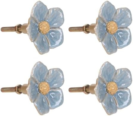 NIKKY HOME Cabinet Knob 4 Pack Flower Drawer Knob Decorative Vintage Door Cupboard Solid Metal Pu... | Amazon (US)