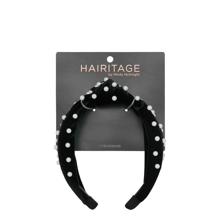 Hairitage Stylish Knotted Headband with Pearls Black, 1PC | Walmart (US)
