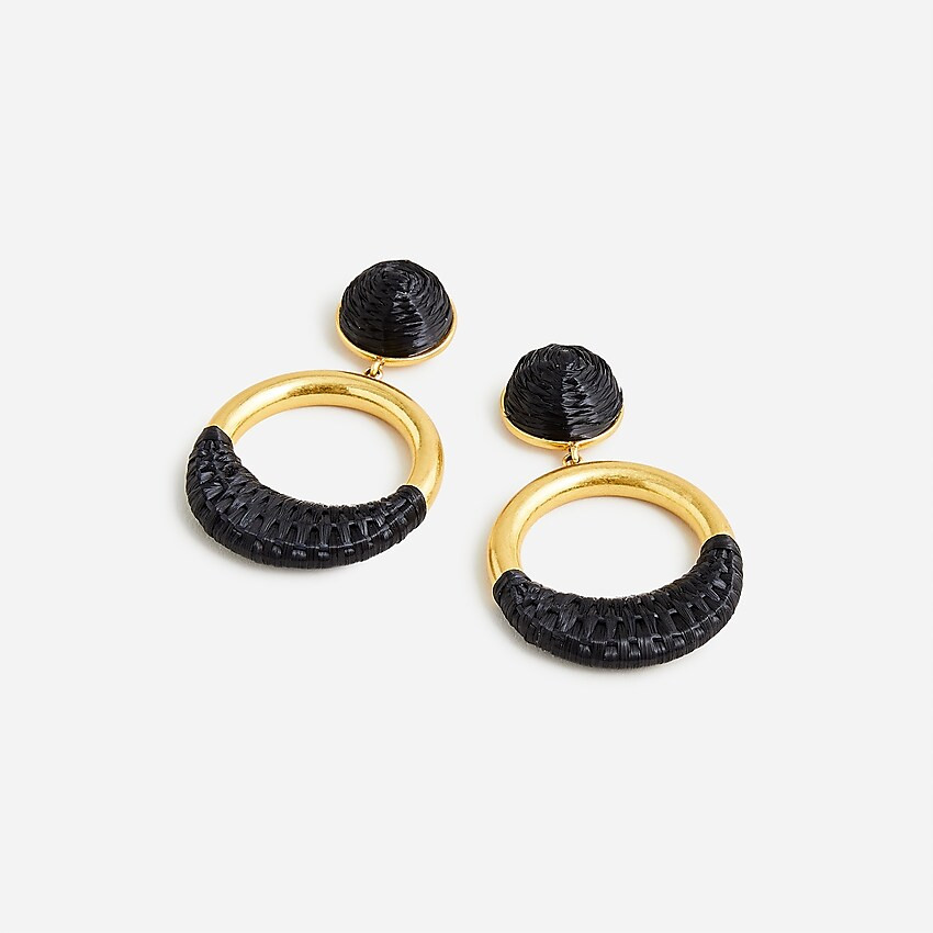 Raffia-wrapped hoop earrings | J. Crew US