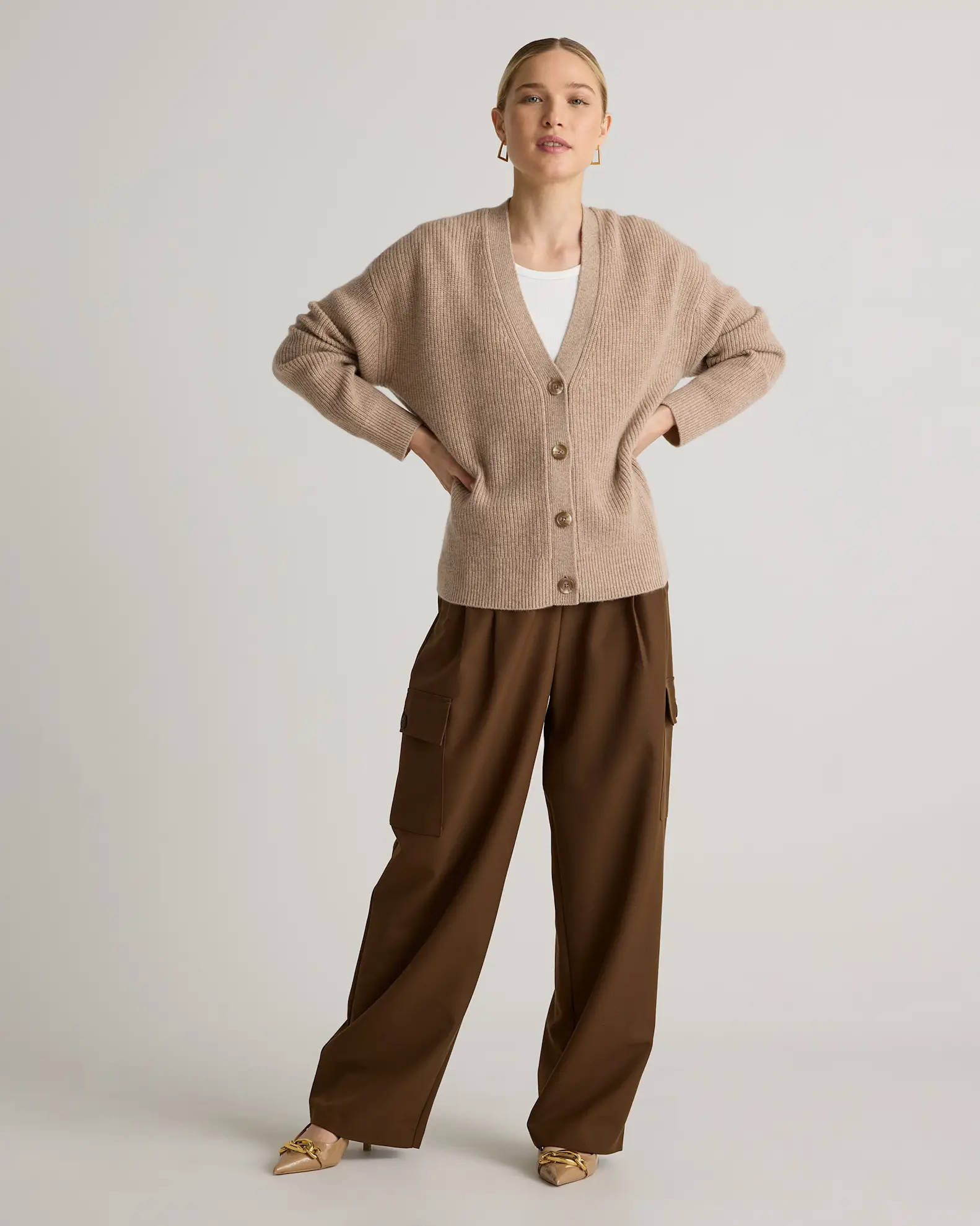 Mongolian Cashmere Fisherman Cropped Cardigan Sweater | Quince