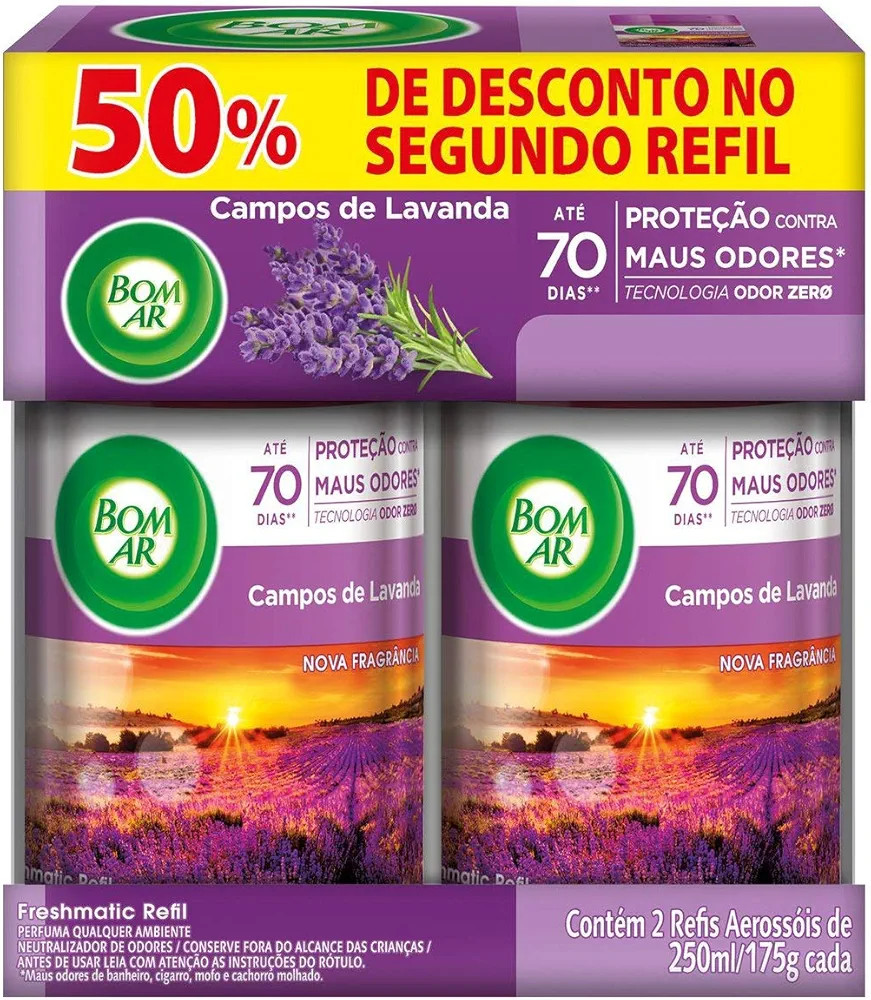 Aromatizador de Ambiente Bom Ar Automático Aerossol Freshmatic Refil na 2ª Unidade Campos de La... | Amazon (BR)