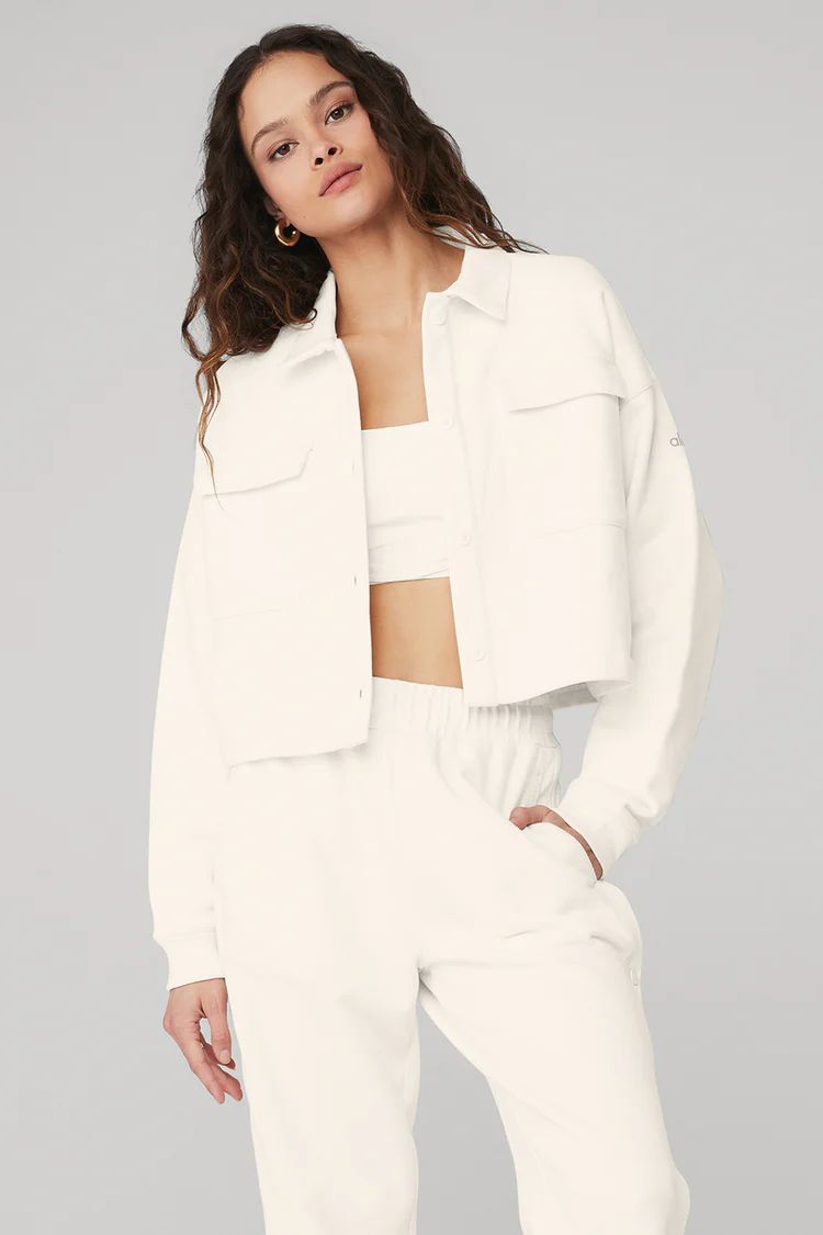 Renown Cropped Button-Up Pullover - Ivory | Alo Yoga
