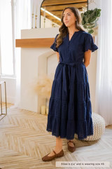 MW Occasion Navy Eyelet Dress | Merrick White