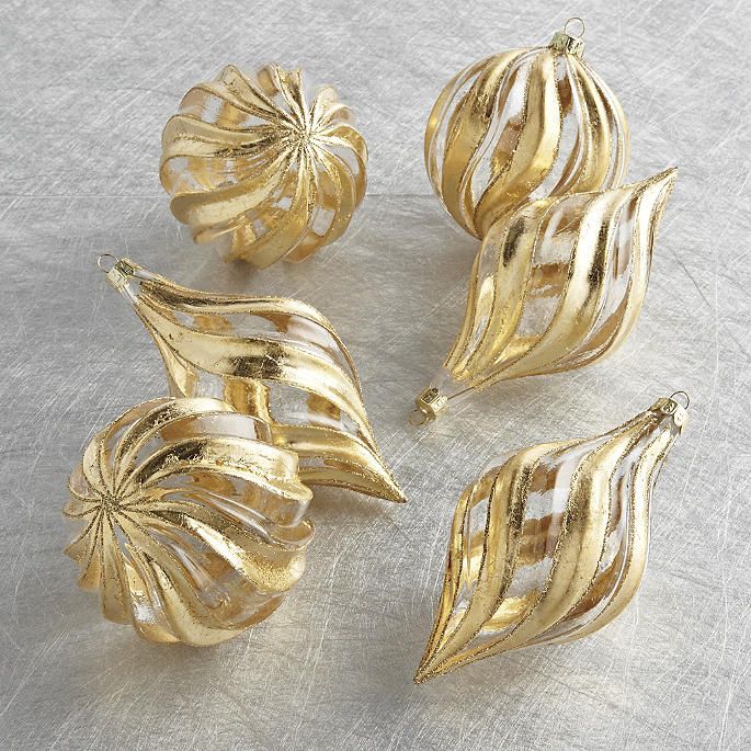 Metallic Glass Swirl Ornaments, Set of Six | Frontgate | Frontgate