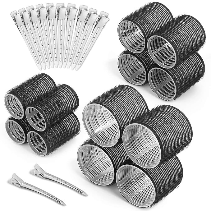 Self Grip Hair Rollers Curlers 24 Pcs Set with 12Pcs Heatless Hair Rollers 3 Sizes (4 Jumbo, 4 La... | Amazon (US)