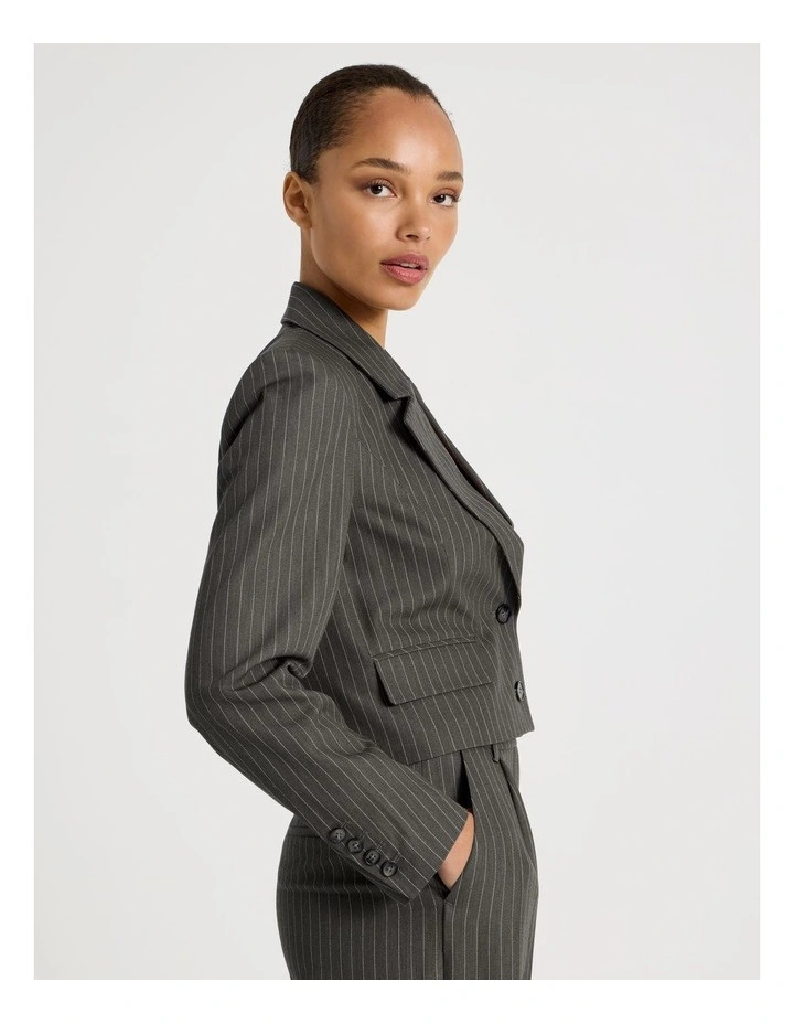 BlaqPinstripe Cropped Blazer in Charcoal | Myer