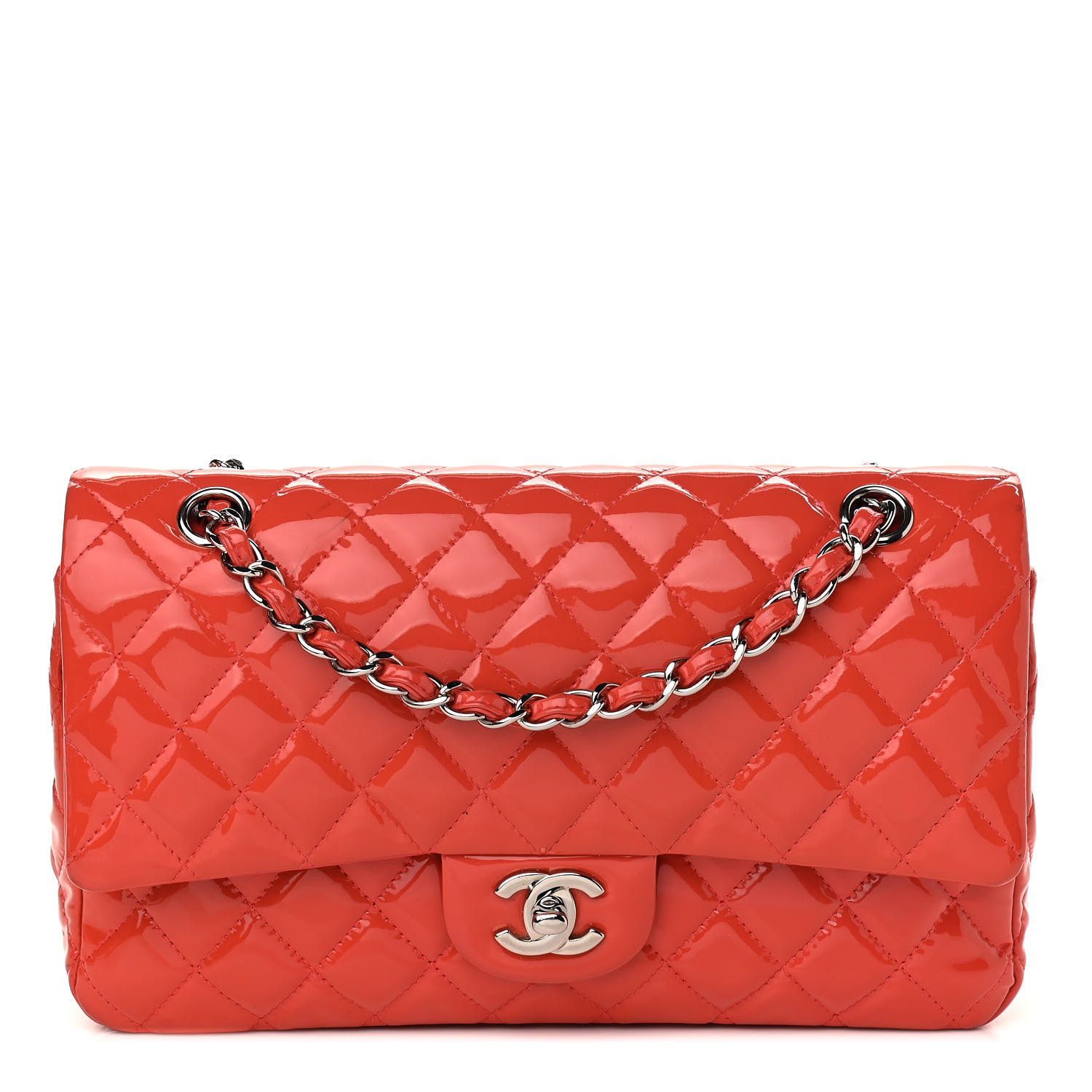 CHANEL Patent Calfskin Quilted Medium Double Flap Red | FASHIONPHILE | Fashionphile