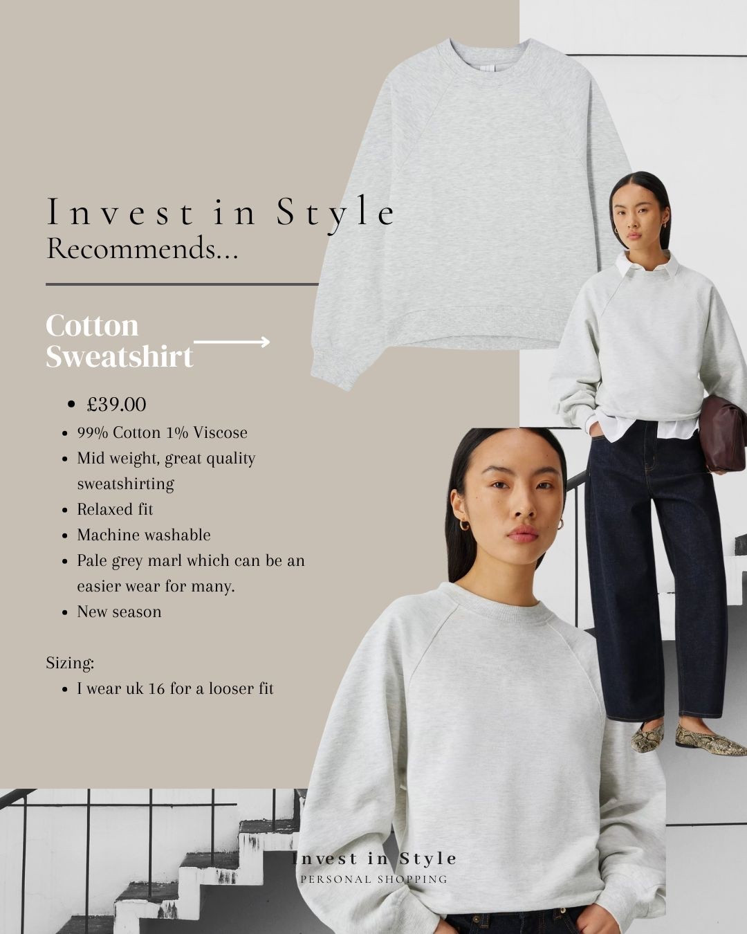 Grey marl sweatshirt Recommendation

I wear a U.K. 16 for a looser fit - regular size would still be loose. 


#LTKspring #LTKstyletip