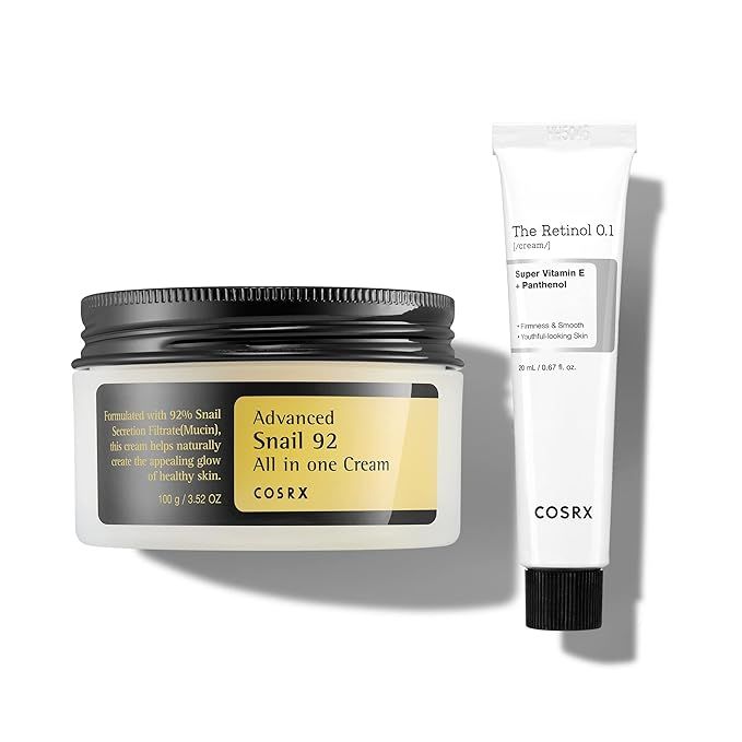 COSRX Skin Cycling Routine - Snail Mucin 92% Cream + Retinol 0.1 Cream, Recovery Set for Face and... | Amazon (US)