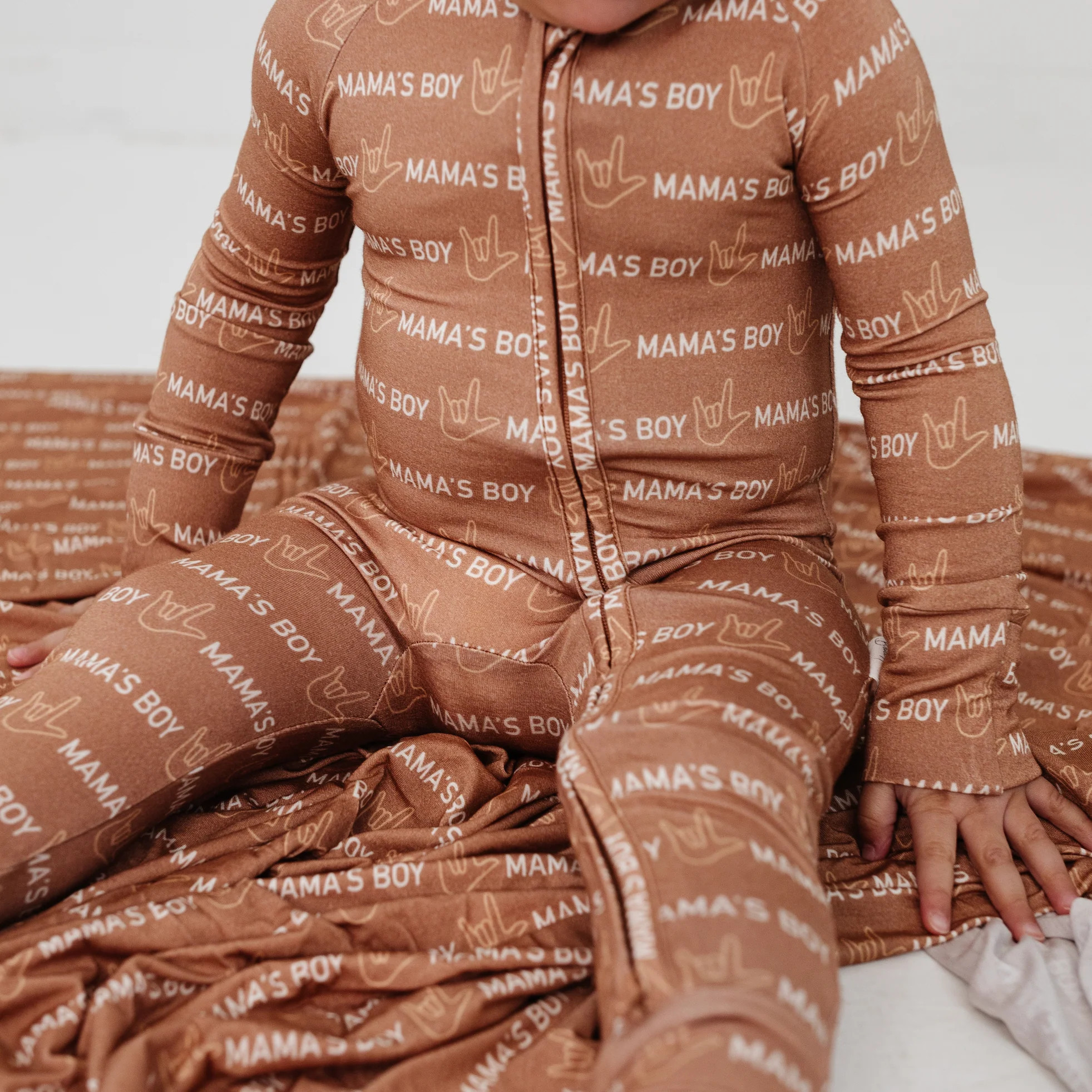 mama's boy bamboo fold-over zip sleeper - britt horton x joss + j | Joss and J