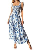 ZESICA Women's 2024 Summer Bohemian Floral Printed Strapless Beach Party Long Maxi Dress | Amazon (US)