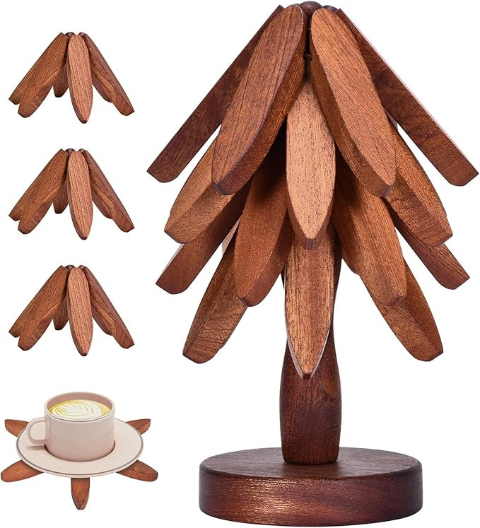 Wooden trivets for hot Dishes，Christmas Tree Coasters Wooden，Tree Shape Trivet Set,Trivets fo... | Amazon (US)