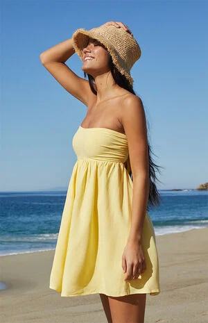 Your Favorite Tie Back Strapless Babydoll Mini Dress | PacSun