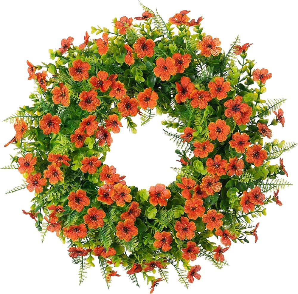 Boxwood Daisy Wreath, Wildflower Spring Summer Artificial Silk Wreath for The Front Door by Pure ... | Amazon (US)