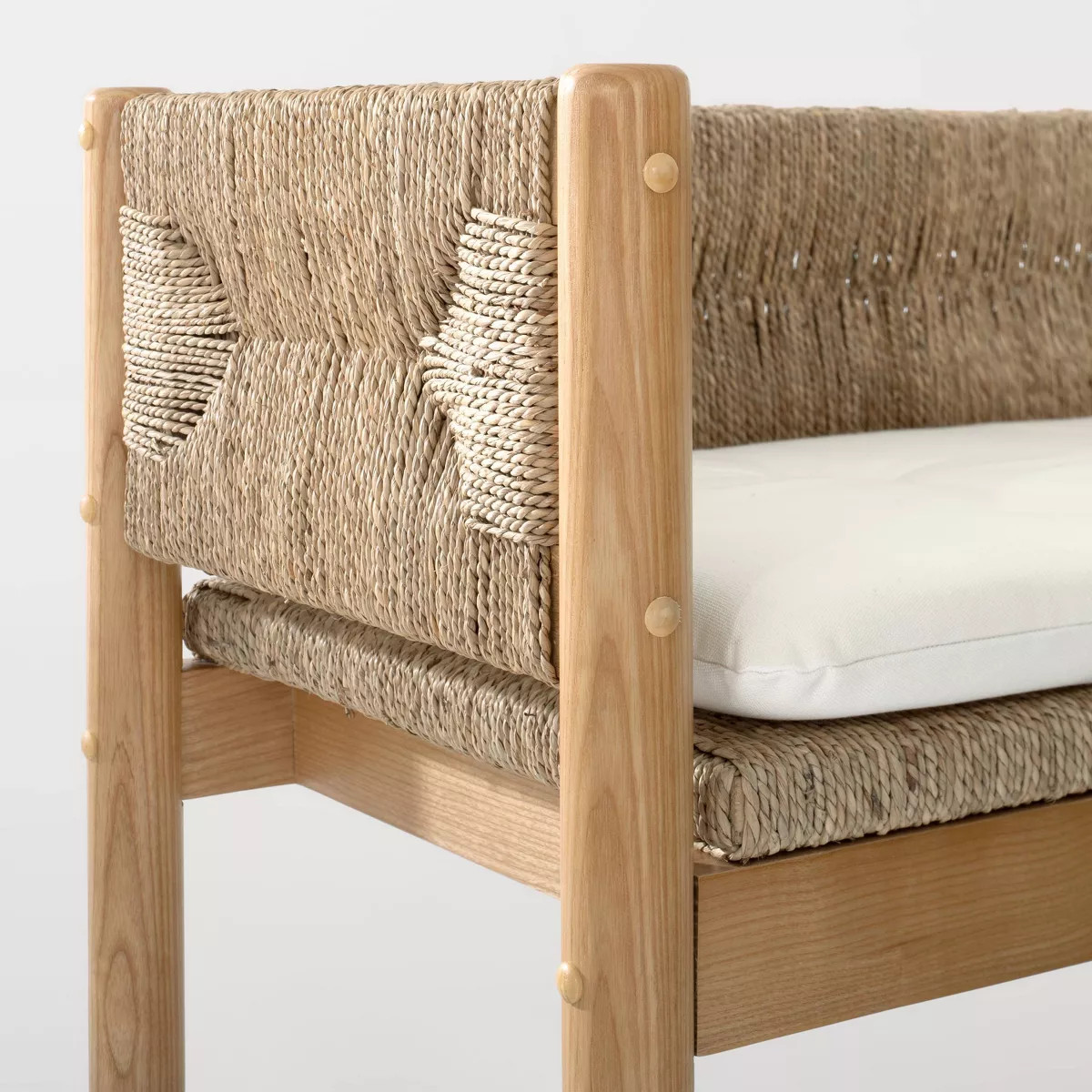 Elden Wood Bench with Woven Back and Loose Cushion Seat - Threshold™ designed with Studio McGee | Target