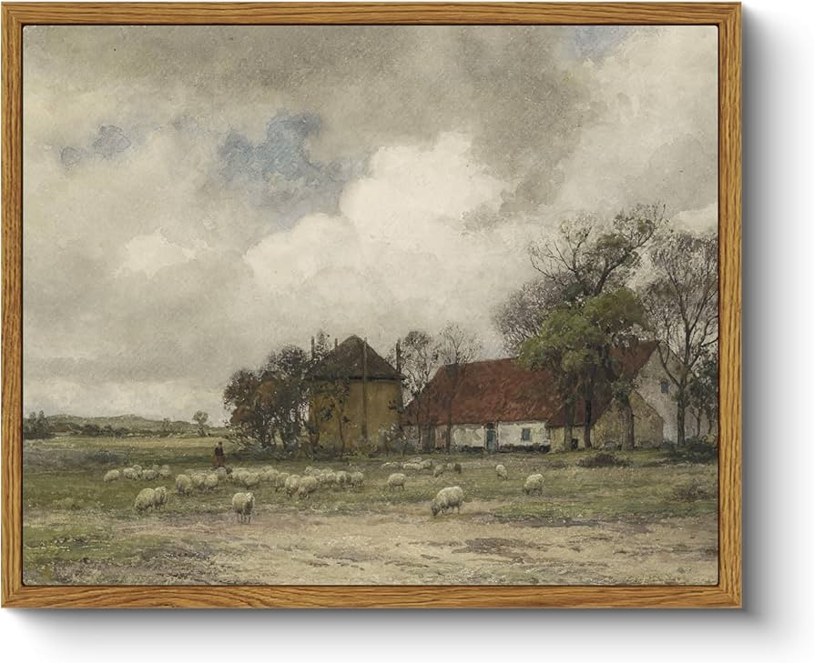 ARPEOTCY Vintage Framed Sheep Wall Art Decor, Bedroom Kitchen Country Farmhouse Paintings Wall De... | Amazon (US)