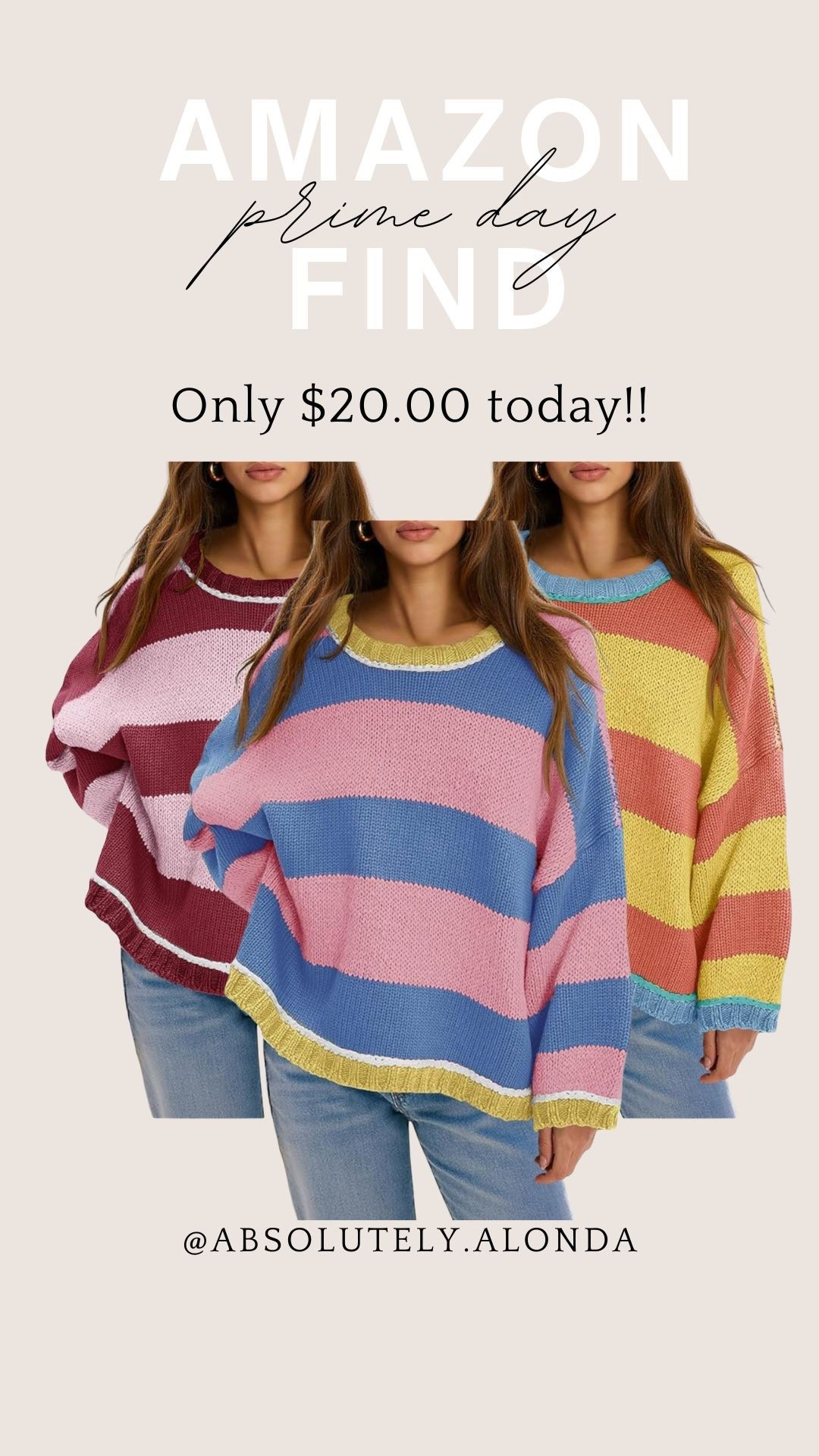 🚨 Amazon Prime Bug Deal part 3:
Oversized striped crew neck sweater. Only $20!!

#LTKSaleAlert #LTKFindsUnder50 #LTKSeasonal