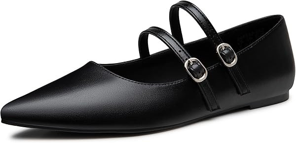 Trary Flats for Women Mary Jane Shoes Women Closed Pointed Toe Ballet Flats Comfortable Slip on D... | Amazon (US)