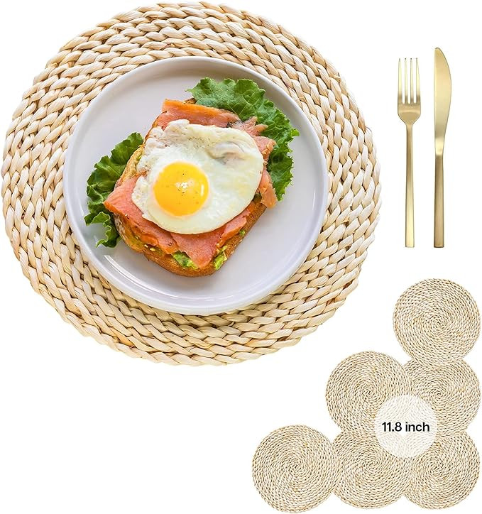 Plate Chargers Set of 6 - Farmhouse Placemats Set of 6 - 11'8" Woven Chargers for Dinner Plates -... | Amazon (US)