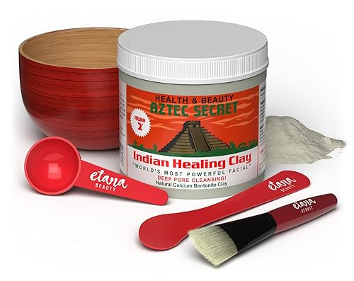 Aztec Secret Essential Indian Clay Mask Kit by Etana – 100% Natural Calcium Bentonite for Deep Pore Cleansing - Facial, Hair & Body Detox Set With Accessories | Amazon (US)
