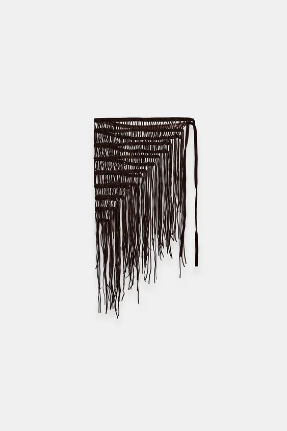 100% LEATHER CROCHET BELT WITH FRINGES | Zara UK