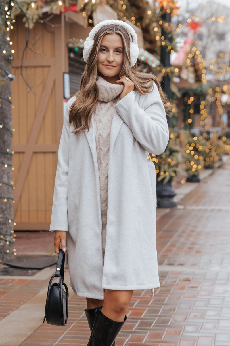 Light Grey Belted Coat | Magnolia Boutique | Magnolia Boutique