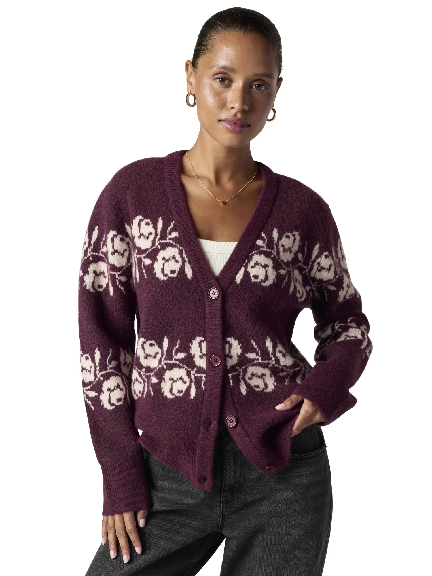 Mills by Millie Bobby Brown Women's Wide Stripe Sweater Cardigan, Sizes XXS- XXL | Walmart (US)