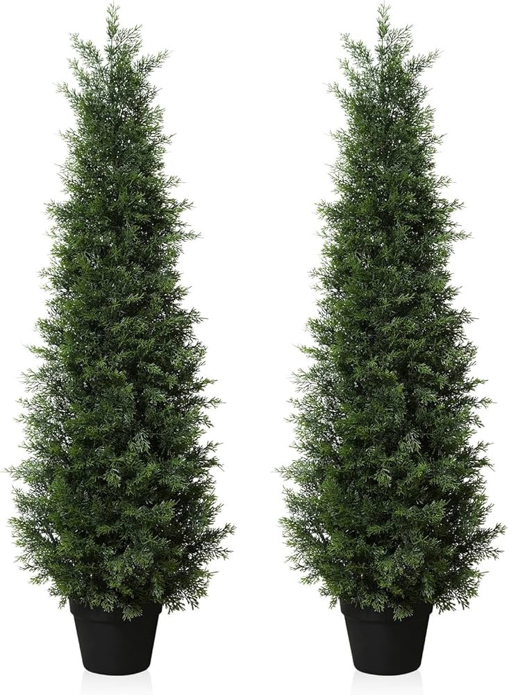 Fopamtri Artificial Plants Outdoor 120 cm Cypress Tree Fake Plants Plastic in Pot, UV Rated Cedar... | Amazon (UK)