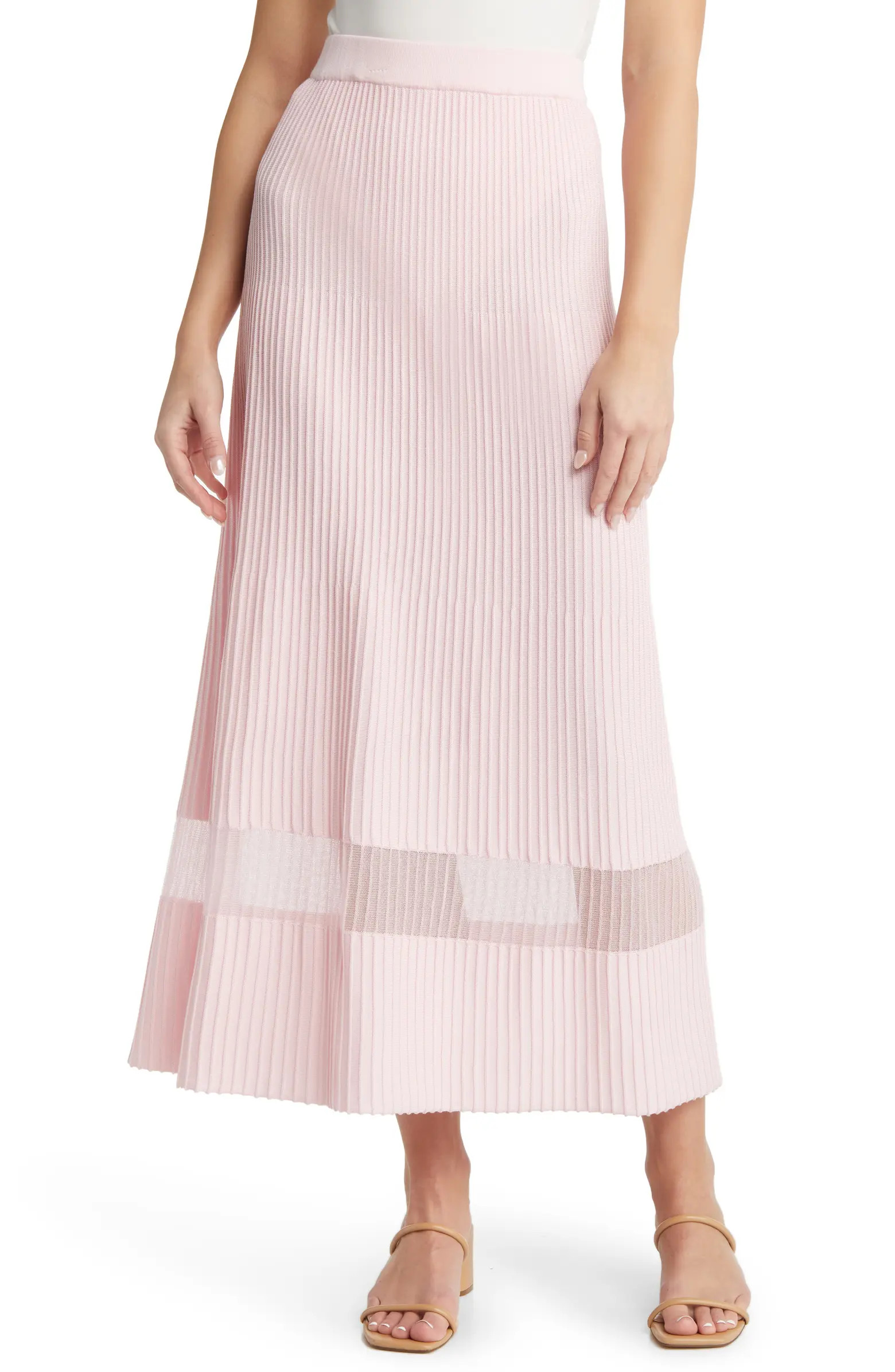 Sheer Detail Rib Knit Skirt | Nordstrom