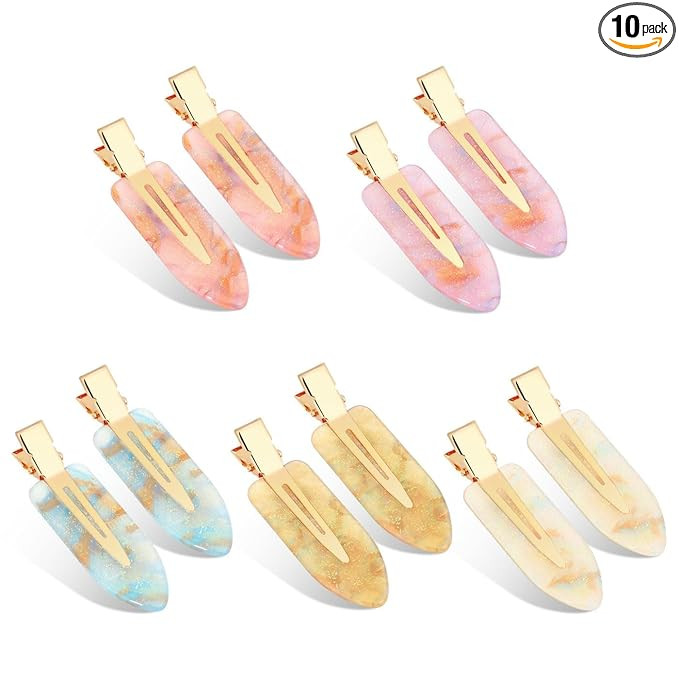 KesaPlan 10PCS No Bend Hair Clips, Jelly Glitter No Crease Hair Clips for Styling, Acrylic Resin ... | Amazon (US)