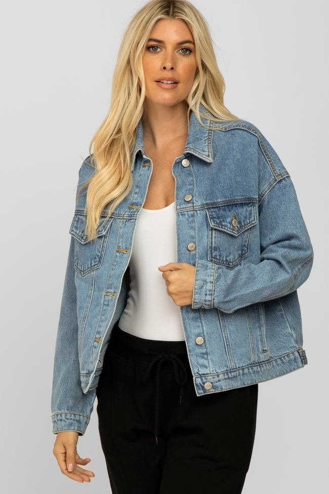 Blue Basic Denim Jacket | PinkBlush Maternity