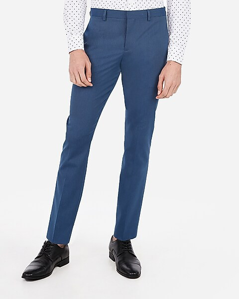 slim medium blue stripe cotton blend stretch suit pant | Express