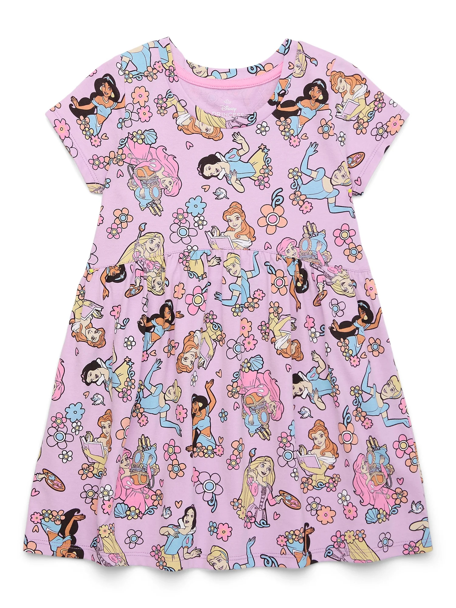 Disney Princess Toddler Girl Allover Print Dress with Short Sleeves, Sizes 12M-5T | Walmart (US)