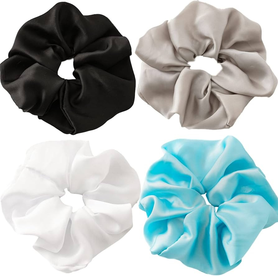 4 Packs Silk Oversized Scrunchies, 7.8inch/20cm Extra Large Hair Scrunchie, Soft Donut Hair Ties,... | Amazon (US)