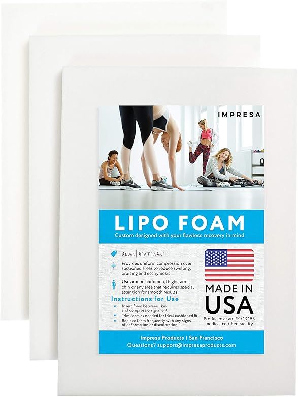 [3 Pack] Impresa Lipo Foam - Post Surgery Liposuction Foam For Use With Post Liposuction Surgery Com | Amazon (US)