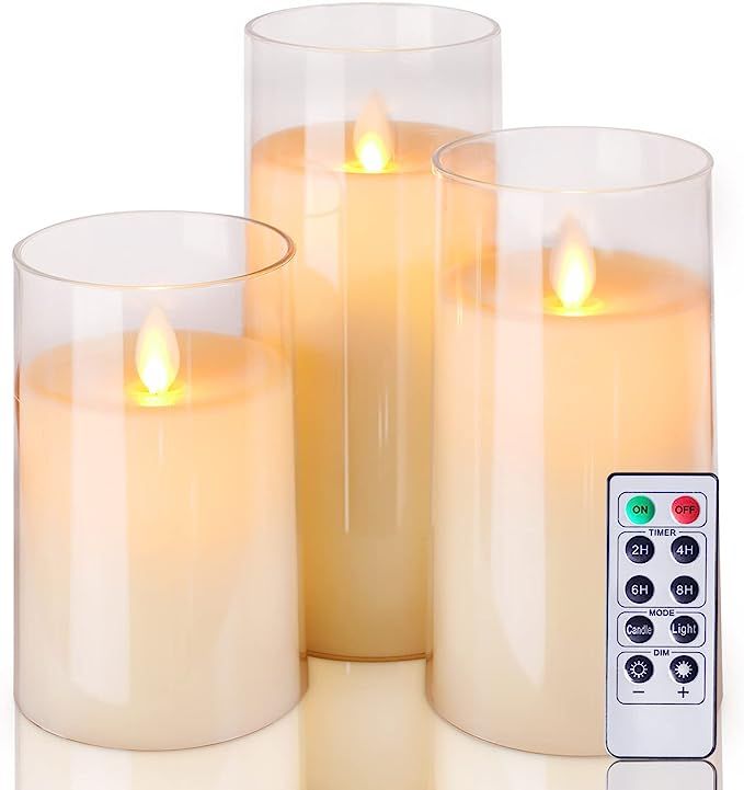5plots White Flickering Flameless Candles, Unbreakable Battery Operated Plexiglass LED Pillar Rad... | Amazon (US)