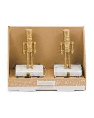 Set Of 2 Nutcracker Stocking Holders With Marble Base, Gold | TJ Maxx
