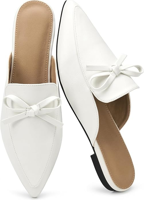 Amazon.com | Decould sylf Womens Mules Flats Shoes 2026: Comfortable Pointed Toe Backless Loafers... | Amazon (US)