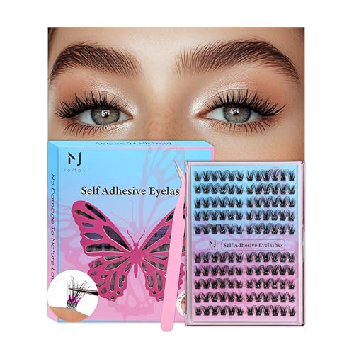 JoMay Self-Adhesive Eyelashes, Press on Lashes No Glue Needed, Glueless Pre-Glued D Curl Cluster Lashes for Beginners, No Residue, Pre-Separated L/R Eye, 1-Step DIY, 120PCS (X10) | Amazon (US)