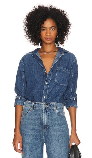 Kayla Shrunken Shirt in Amity | Revolve Clothing (Global)