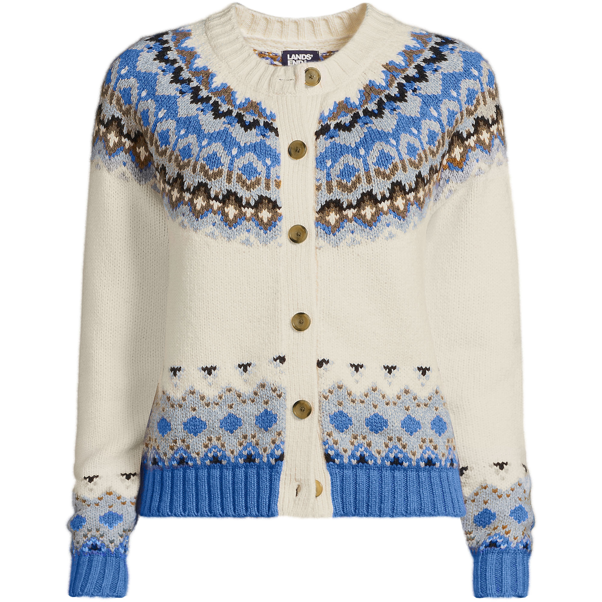 Women's Cozy Lofty Fair Isle Cardigan Sweater | Lands' End (US)