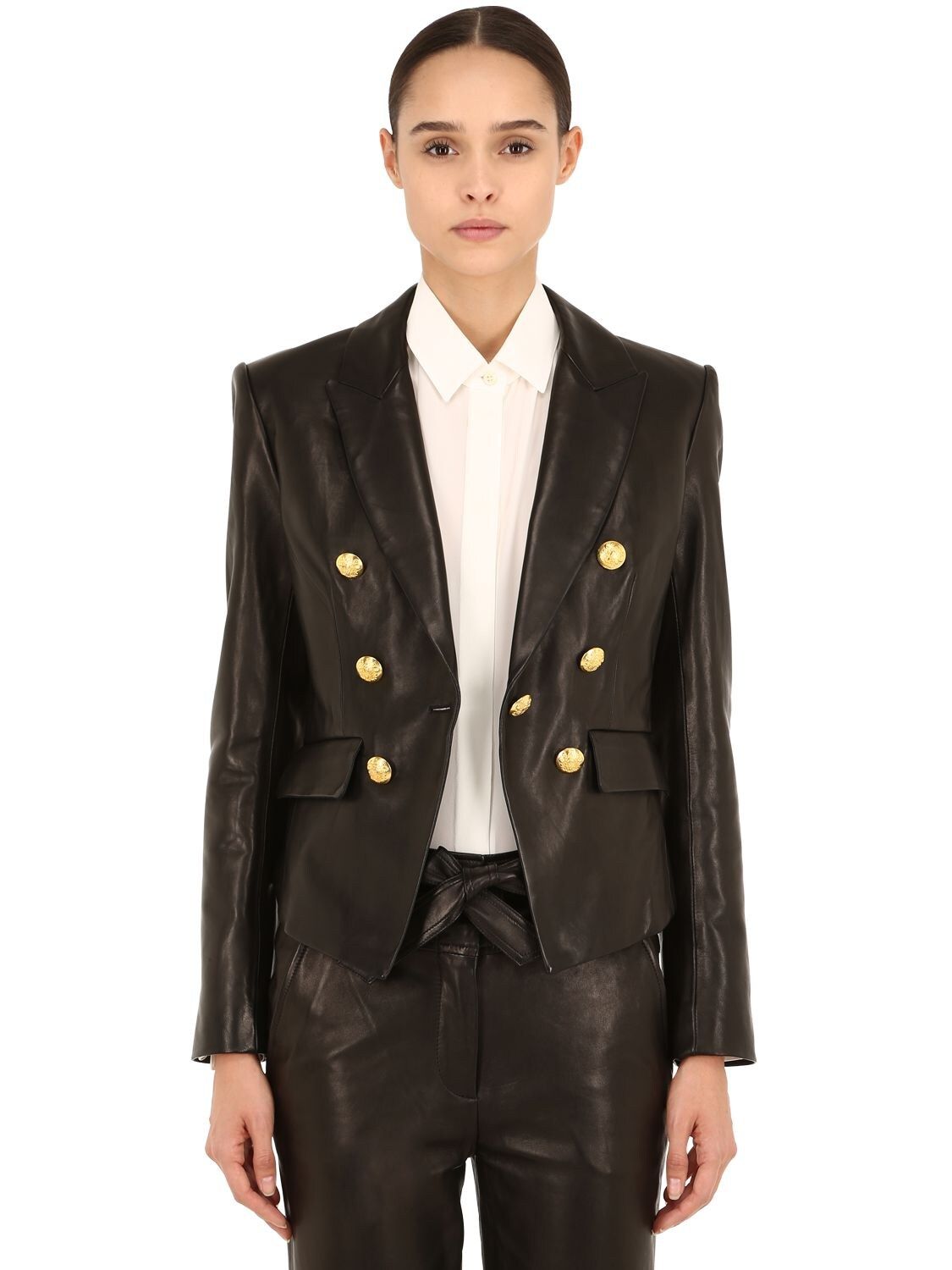 Cooke Double Breasted Leather Blazer | Luisaviaroma