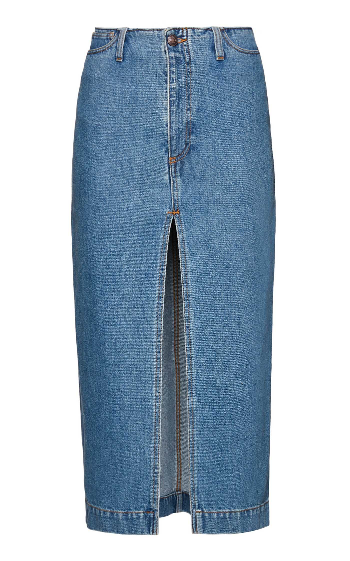 Bandless Denim Midi Skirt | Moda Operandi (Global)