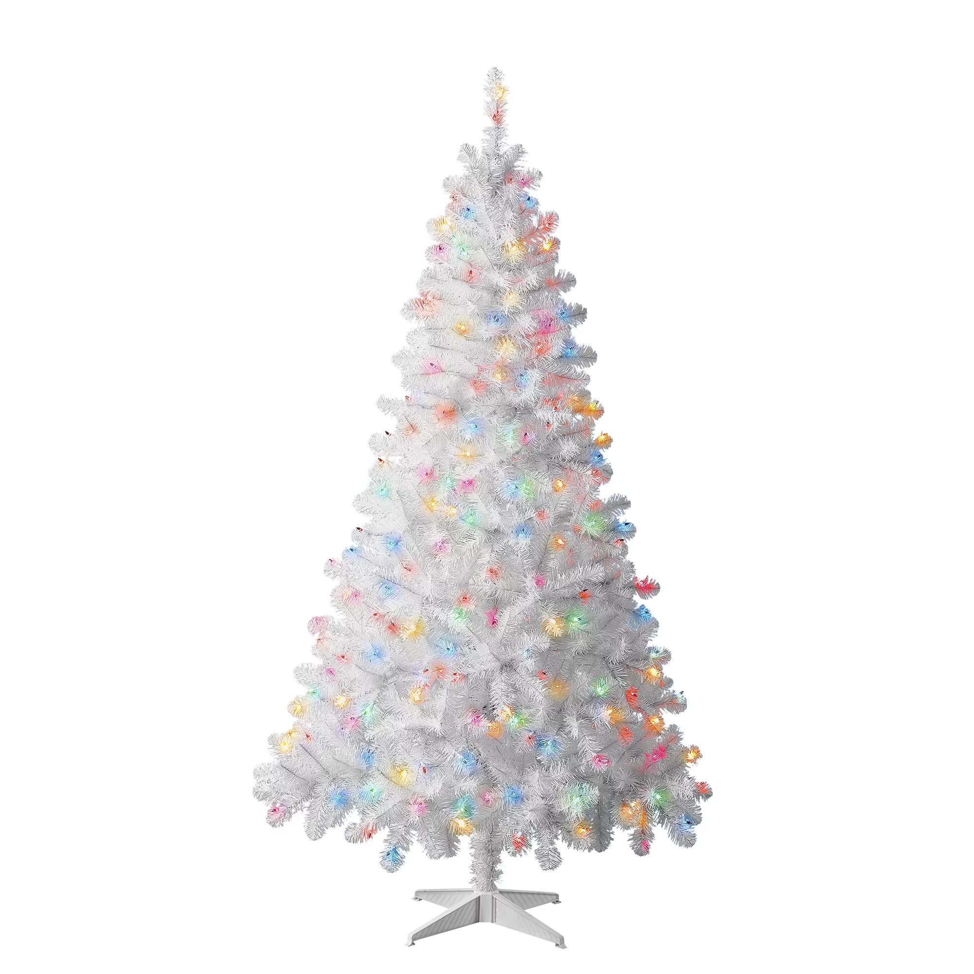Holiday Time Pre-Lit Madison Pine White Artificial Christmas Tree, 6.5', Mini Multicolor Lights | Walmart (US)