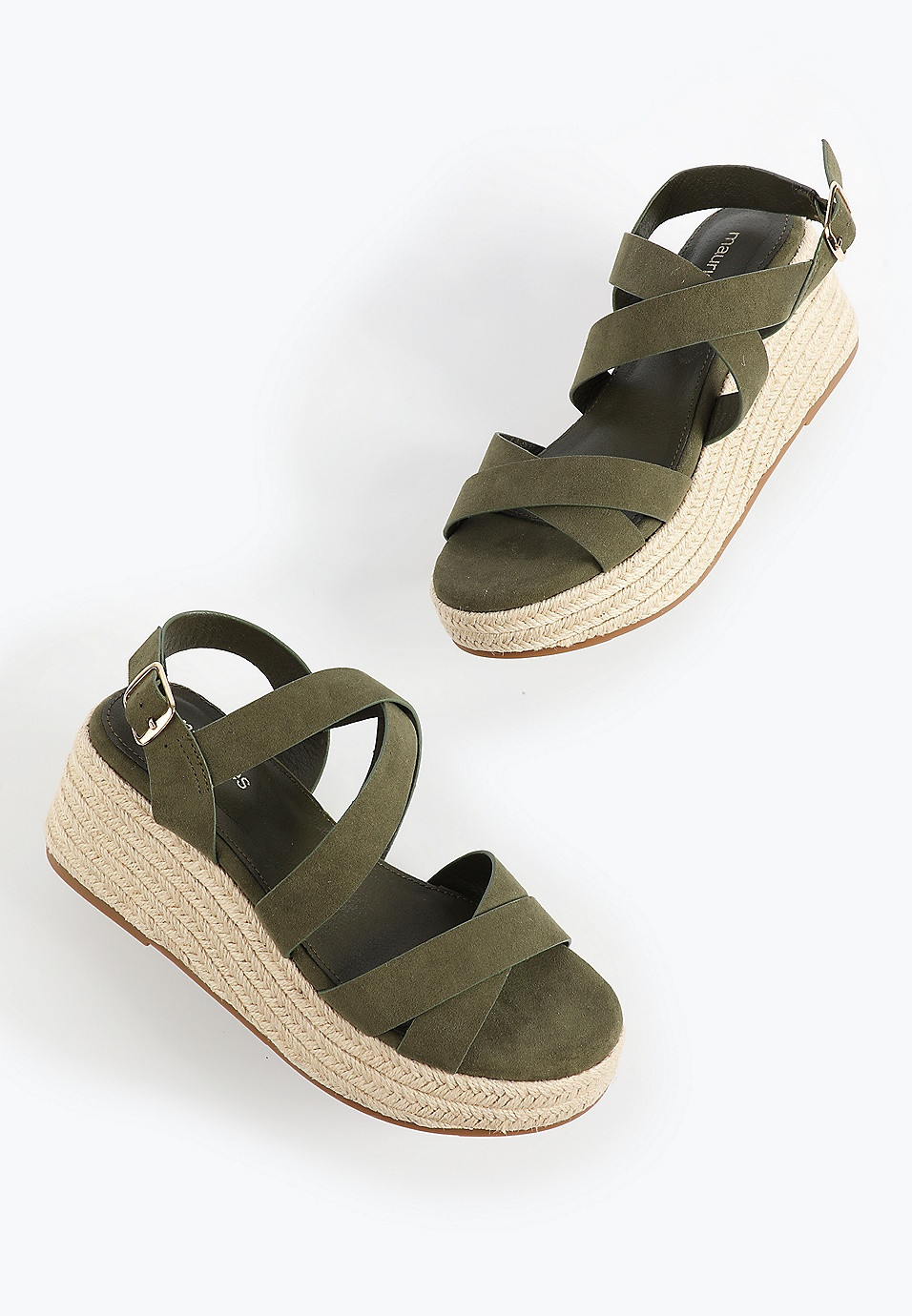 SuperCush Olive Crisscross Strappy Wedge | Maurices