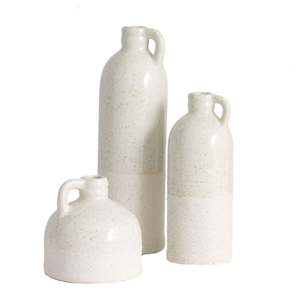 Sullivans Modern Farmhouse Distressed Two-Toned White Small Ceramic Jug Set of Three (3), 4, 7.5,... | Amazon (US)