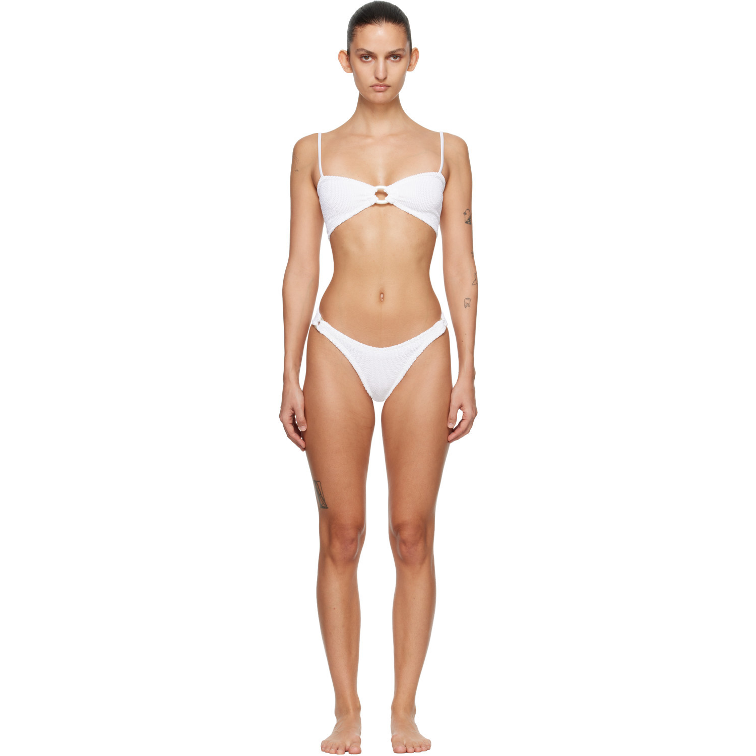 Hunza G White Misty Tonal Hoop Bikini | SSENSE