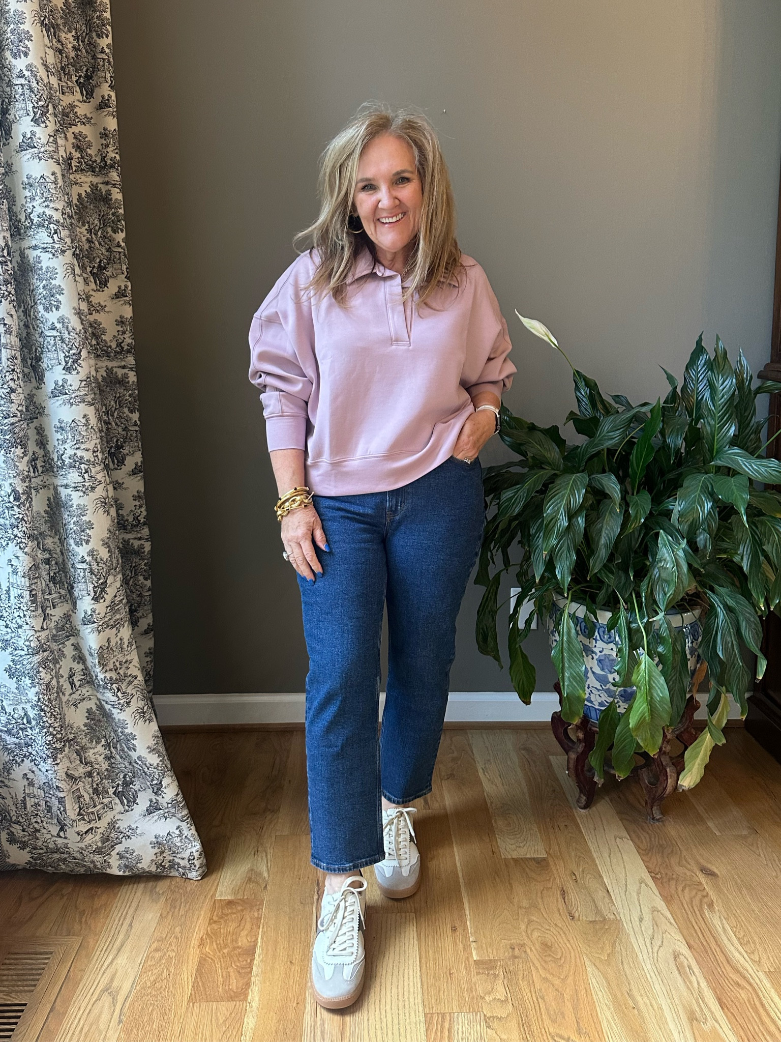 Abercrombie denim. Order your larger size. I’m in a 30 short in the jeans and a large in the polo sweatshirt. Guts, this sweatshirt feels amazing. You’ll fall in love. Other colors available. 

Ypb Abercrombie relaxed casual outfit jeans outfit ankle straight leg jeans dolce vita notice sneakers everyday casual sneaker 

#LTKMidsize #LTKBacktoSchool #LTKOver40