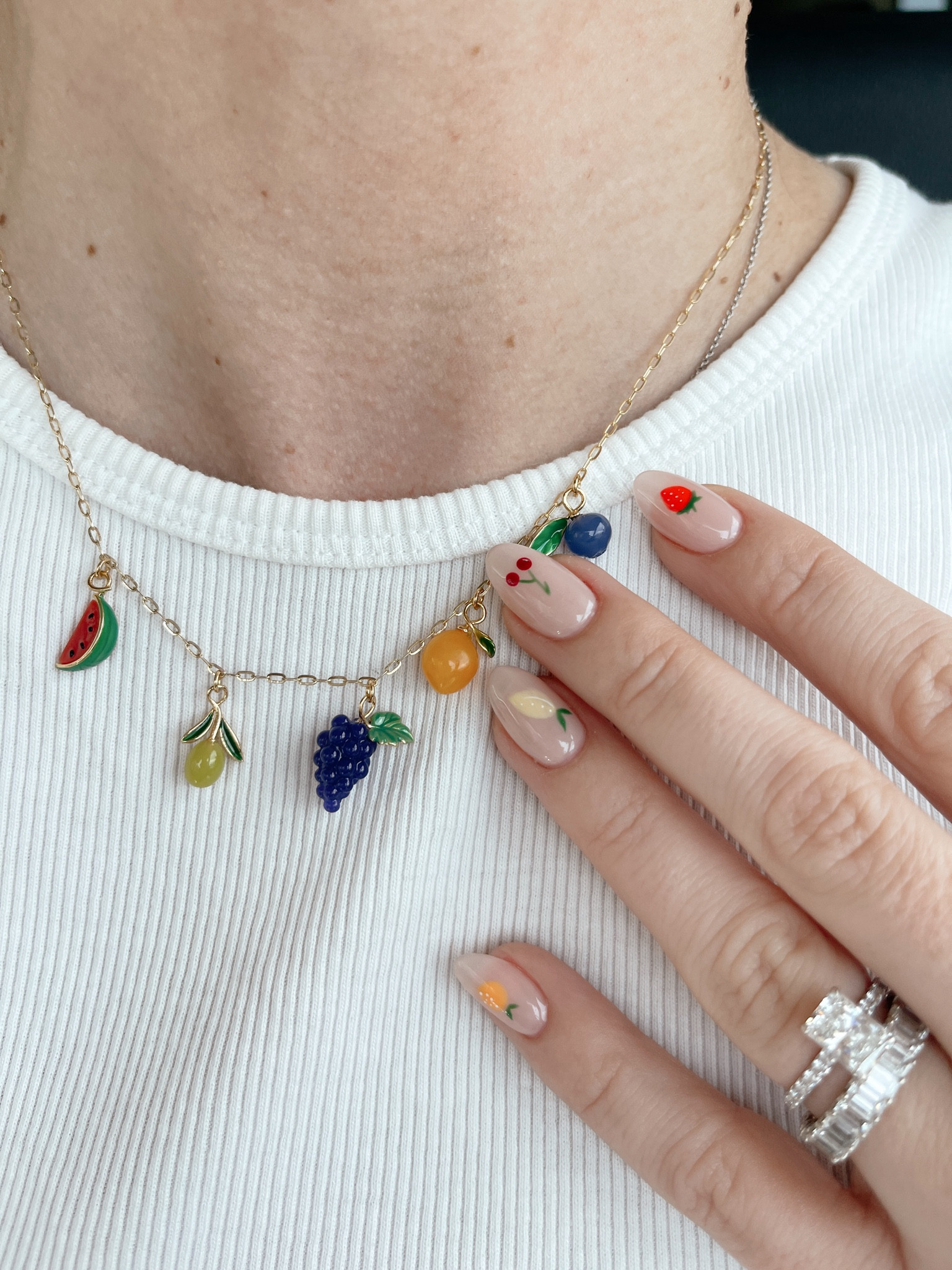 Fruit charm necklace. Summer fruit. Fruit accessories. Summertime style. Tutti fruity 

#LTKstyletip #LTKfindsunder100 #LTKSeasonal