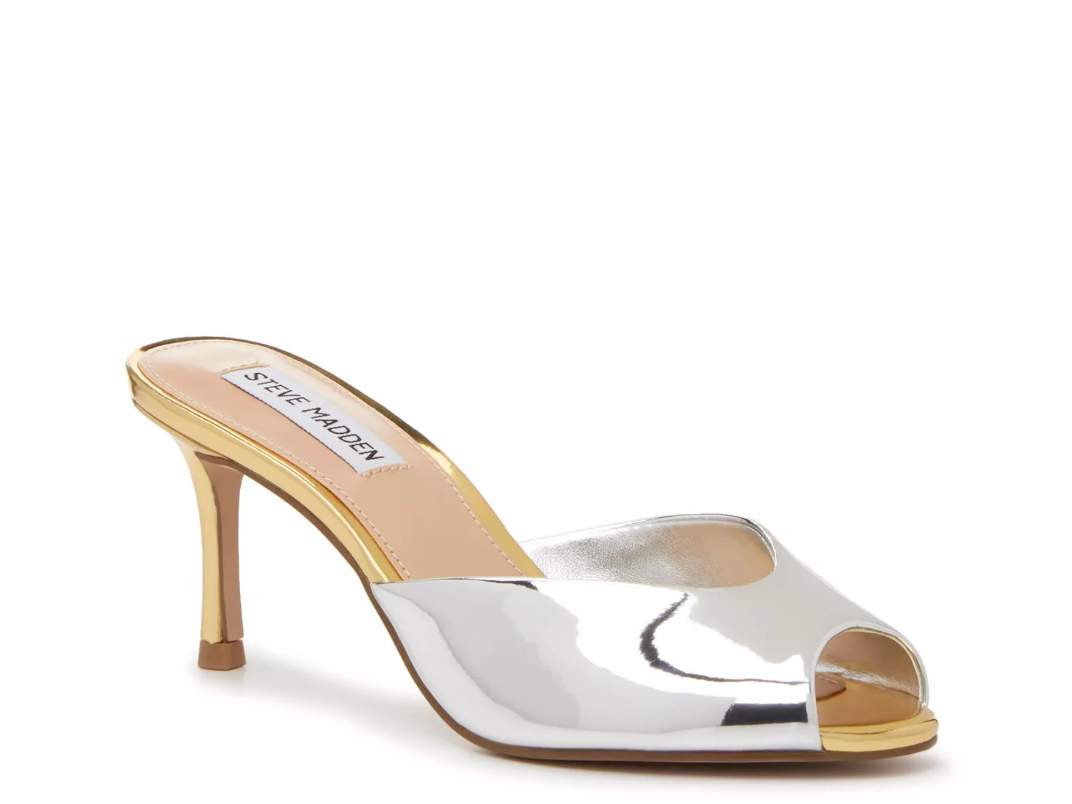 Steve Madden Riveting Sandal | Women's | Silver/Gold Metallic | Size 6.5 | Sandals | DSW